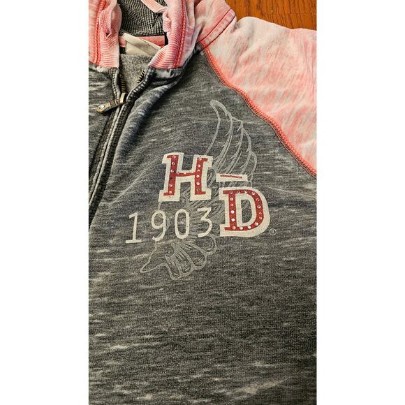 Harley Davidson pink and gray washout bling sweatshirt - Picture 3 of 4